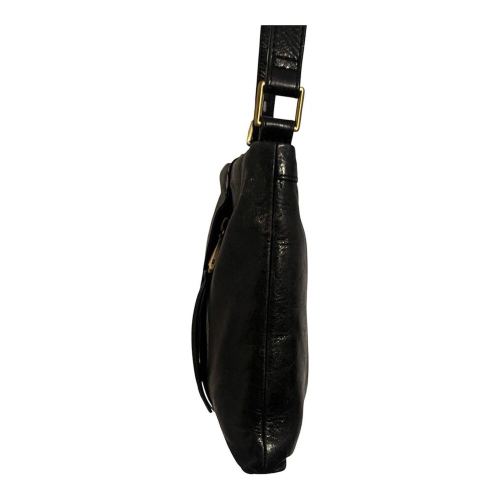 HOBO Black Leather Crossbody Bag Adjustable Strap Zip Top Organizer Purse - Picture 6 of 12
